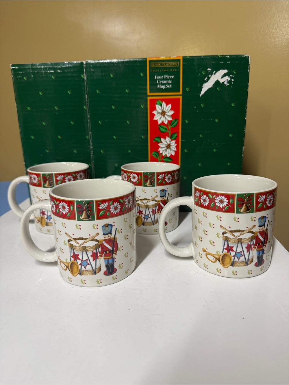 Charlton Hall Kobe Classic Traditions Ceramic Mugs Ivory (Set of 4)